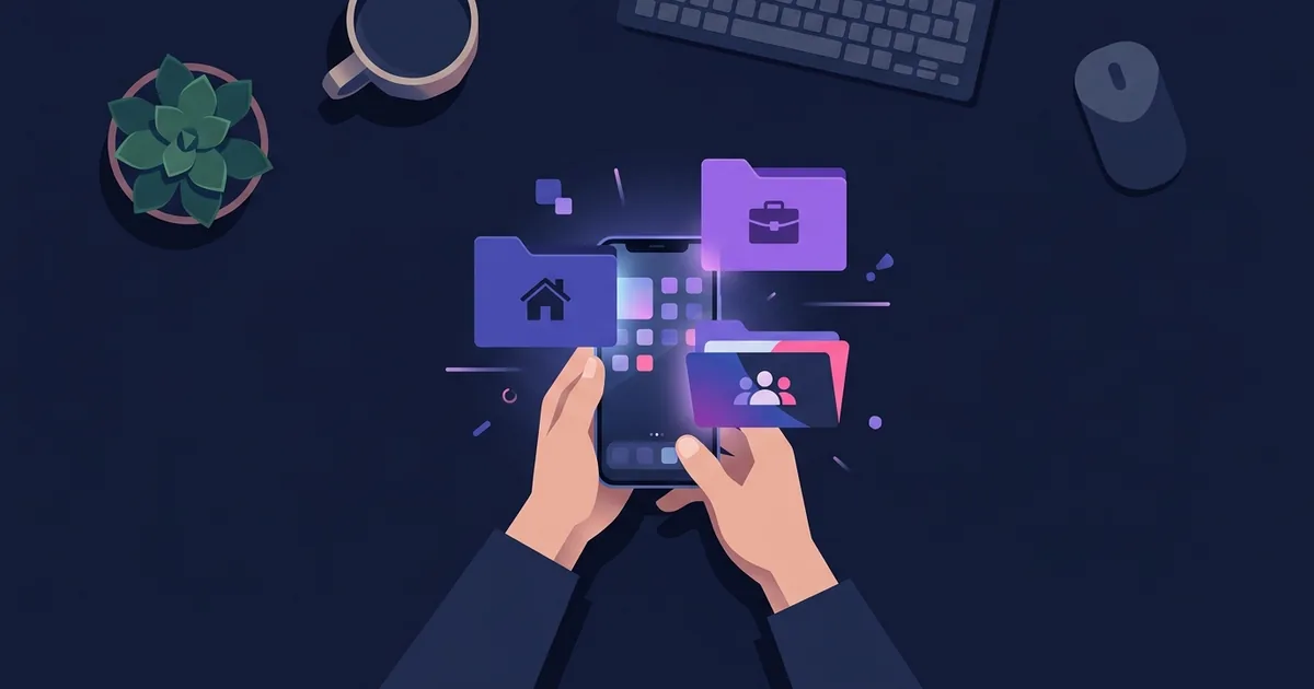 Una carpeta digital abierta que muestra categorías de contraseñas organizadas como hogar, trabajo y banca.