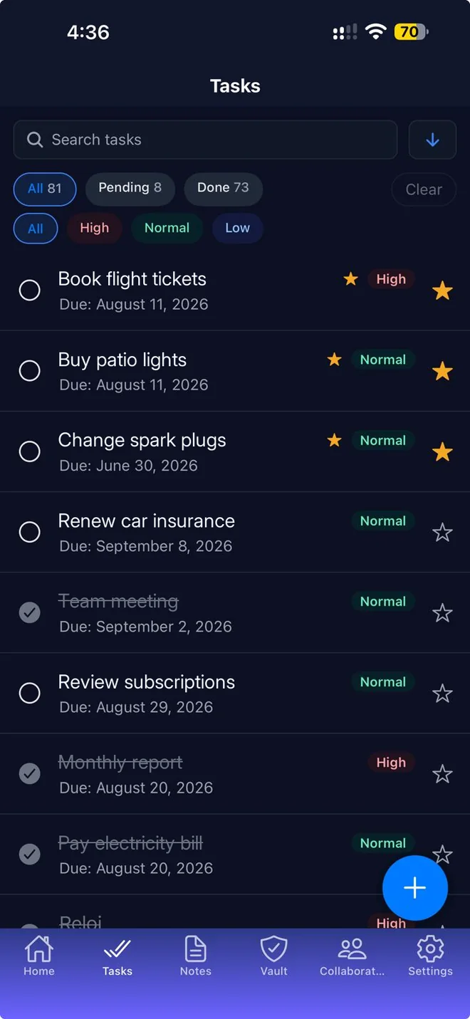 Mentu task list on an iPhone